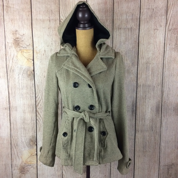 Maurices Jackets & Blazers - Maurices Soft Hooded Tie Waist Peacoat Jacket Sz M